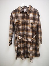 ISIF BROWN CHECKED SHIRT DRESS