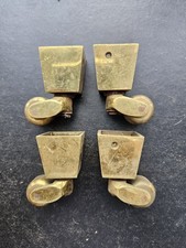 Set of Four Antique Solid Brass Castors Wheels Chair Table Furniture