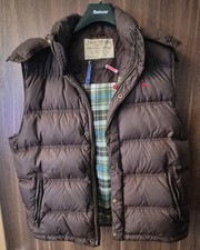 Jack Wills Men's Brown Puffer Gilet / Body Warmer - Hooded, Size Large (L)