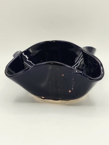 Cobalt blue art pottery bowl - blue,