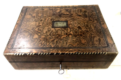 Antique wood brass box - wood,