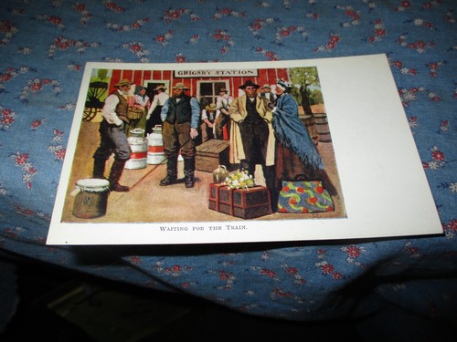 Old postcard waiting - postcard,