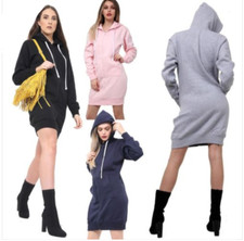 Women Ladies Long Hooded Hoodie Zip Up Pocket Jumper Fleece Coat Sweatshirt top