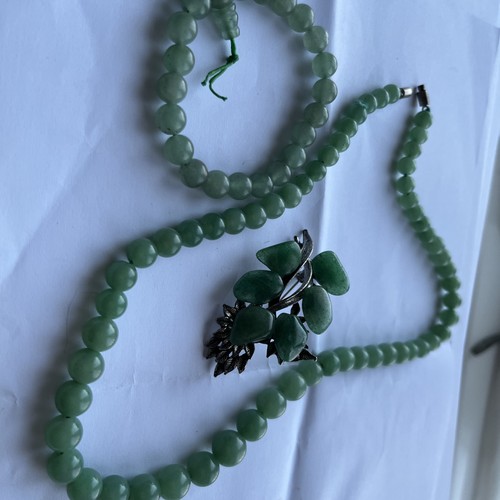 Green jade jadite silver toned - jade/jadite,