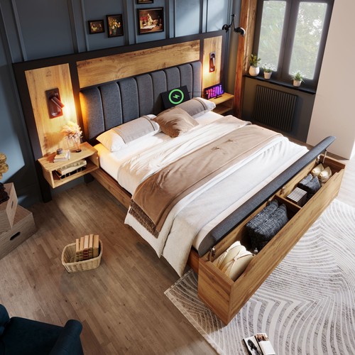 King size upholstered bed - upholstered,