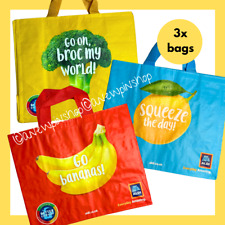 ALDI Shopping Bags LARGE x3 Blue Red Yellow Tote Shopper Foldable *DISCONTINUED*