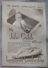 1947 Lockheed John Cobb Land Speed Record Original advert No.1