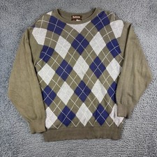 Barbour Jumper Men Large Green Argyle Diamond Made Scotland Cotton Cashmere Golf