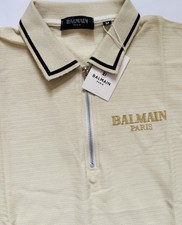 BALMAIN Paris Logo Polo Shirt Off White Medium