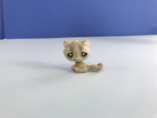 Littlest Pet Shop Authentic LPS grey flocked kitten #323 Sitting cat figure