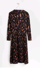 Oliver Bonas Crinkle Feather Black Midi Dress Long Sleeve Size 14 New Unused