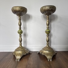 Magnificent Pair Heavy White Metal Jardiniere Stands for Candles, Plants