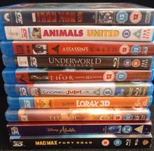 BLU-RAY 3D JOBLOT OF 10 3D MOVIES. IDEAL FOR THE 3D COLLECTOR. ALL VERY GOOD.