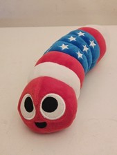 Slither.io Worm 8" Soft Toy Plush Patriotic USA Red White Blue Bend Bonkers Toys