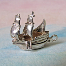 VINTAGE SILVER OPENING GALLEON