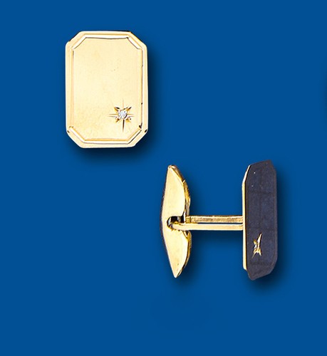 Gold cufflinks diamond set - diamond,
