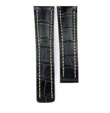 22 24mm Black Croco Genuine