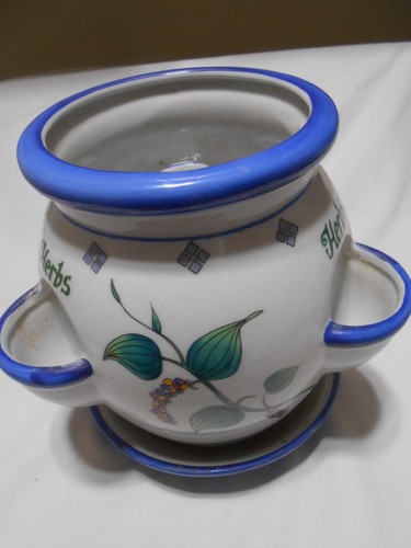 Vtg ceramic herbs jar - herbs,