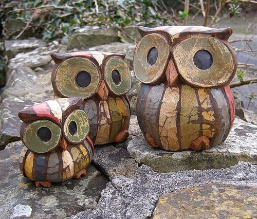Set wooden owls fair - set, of