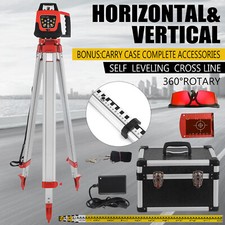 Automatic Self Levelling Rotating Red Laser Level Rotary Laser + 5m Tripod Staff