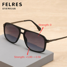 Men Bifocal Tinted Reading Glasses Square Outdoor Sunglasses UV Protection