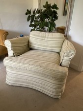 Vintage 80’s Armchair, re-covered, Texured Fabric - Creams, Olives, Greens