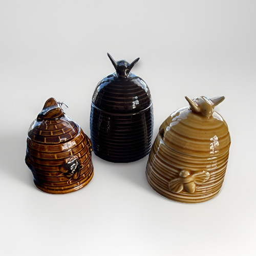 Ceramic beehive honey pots - honey,