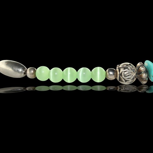 Silver beaded necklace mint - beaded,