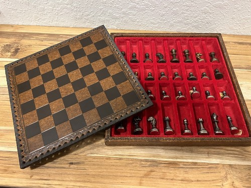 Vintage leather chess - chess, board