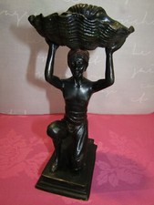 Cold Painted Bronze Figure of A Kneeling Blackamoor Signed F. Bergmann 1872