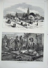 Original Old Antique Print