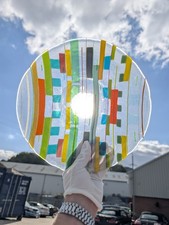 Vintage Hand Made Fused Studio Art Glass Decorative Plate Bowl Rainbow Coloured