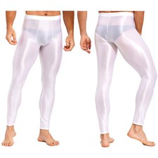 UK Mens Shiny Workout Bottoms Gym Yoga Skinny Pants Ballet Dance Tight Trousers