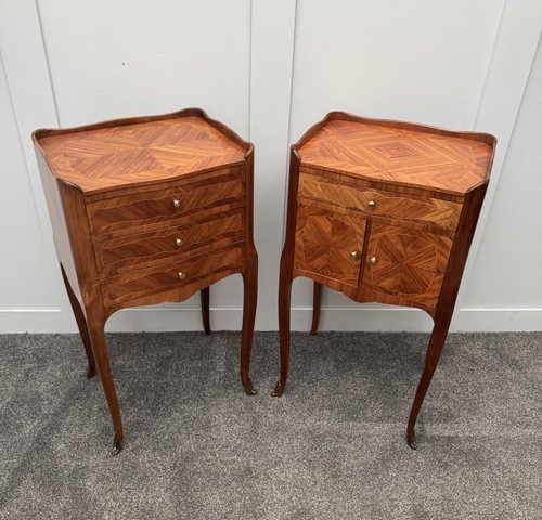 Pair french antique bedside - french,