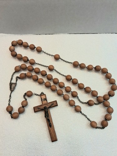 Vintage catholic rosary carved - catholic,