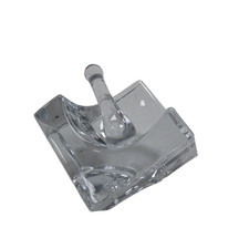 Clear Glass Mortar and Pestle Set Solid Cube Design Modern Style Pre-Owned Used 