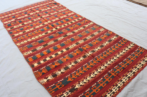 4x9 vintage afghan orange red - vintage,