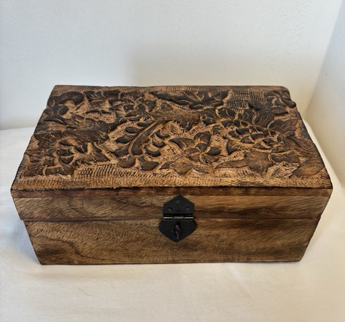 Wooden carved box - wooden,