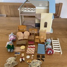 Sylvanian Families Riverside Cottage & Extra Furniture & Elephant Family House