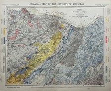 1883 Geological Colour Map Of Edinburgh Original Antique City Plan by Letts