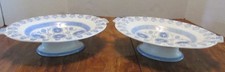 Pr Wedgwood MARIGOLD COMPOTES 19th Cent OVAL Dessert Comports 1877 Blue Pottery