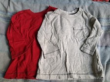 NEXT Set Of 2 Baby Toddler Long Sleeved Tops 9-12 Months 80cm Bundle Grey Red