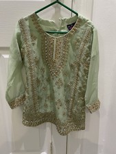 Salwar Kameez Light Green Gold Kids Girls Size 22
