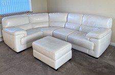 Violino Attic White Leather Modular Corner Sofa & Matching Storage Foot Stool