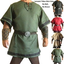 Medieval Norman Viking Costume Short Sleeve Tunic Top For Halloween Parties