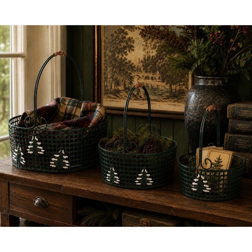 Vintage christmas basket set - vintage,