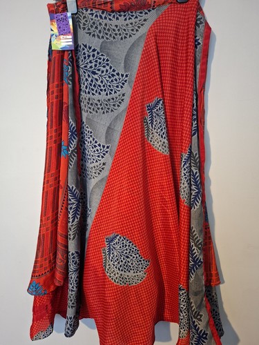 Wrap skirt recycled sari maxi - wrap,