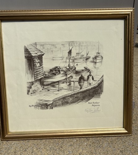 Framed print signed polperro - print,