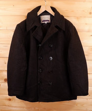 Vintage Enlisted Wool Military Pea Coat Jacket 44 Black Made In USA