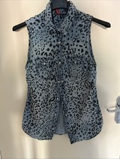 Sleeveless Leopard Print Denim